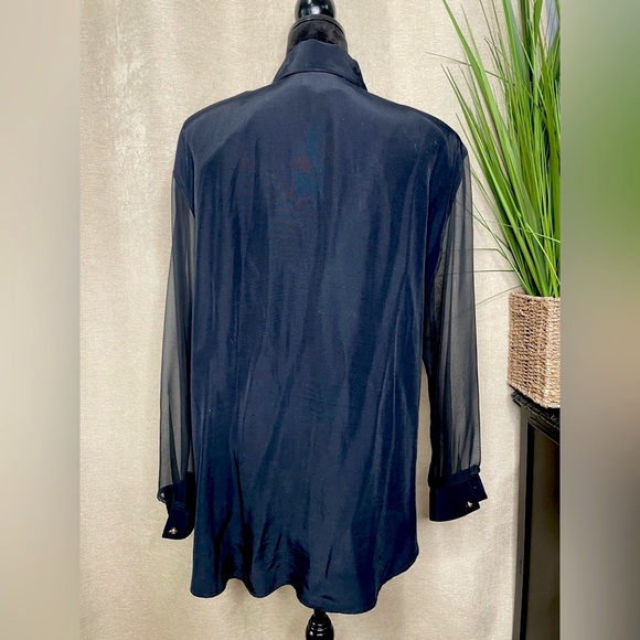 VINTAGE 80’s JKLA California Sheer Sleeve Blouse (L) - Picture 4 of 14